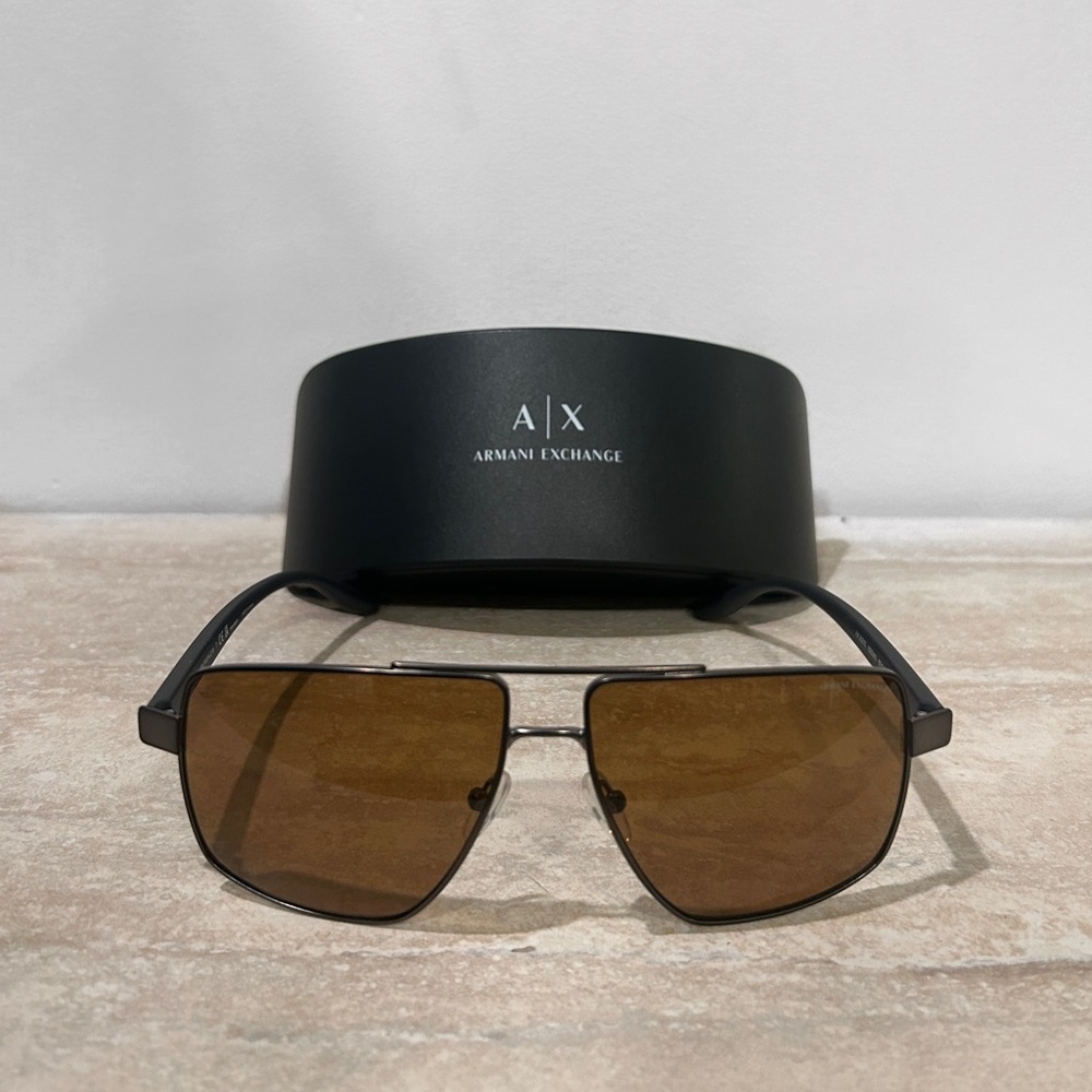Armani Exchange Sunglasses Matte Gunmetal Polarized Brown